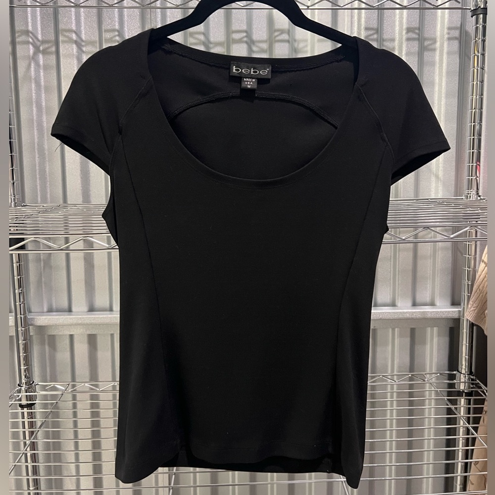 Bebe Classic Black Scoop Neck Top